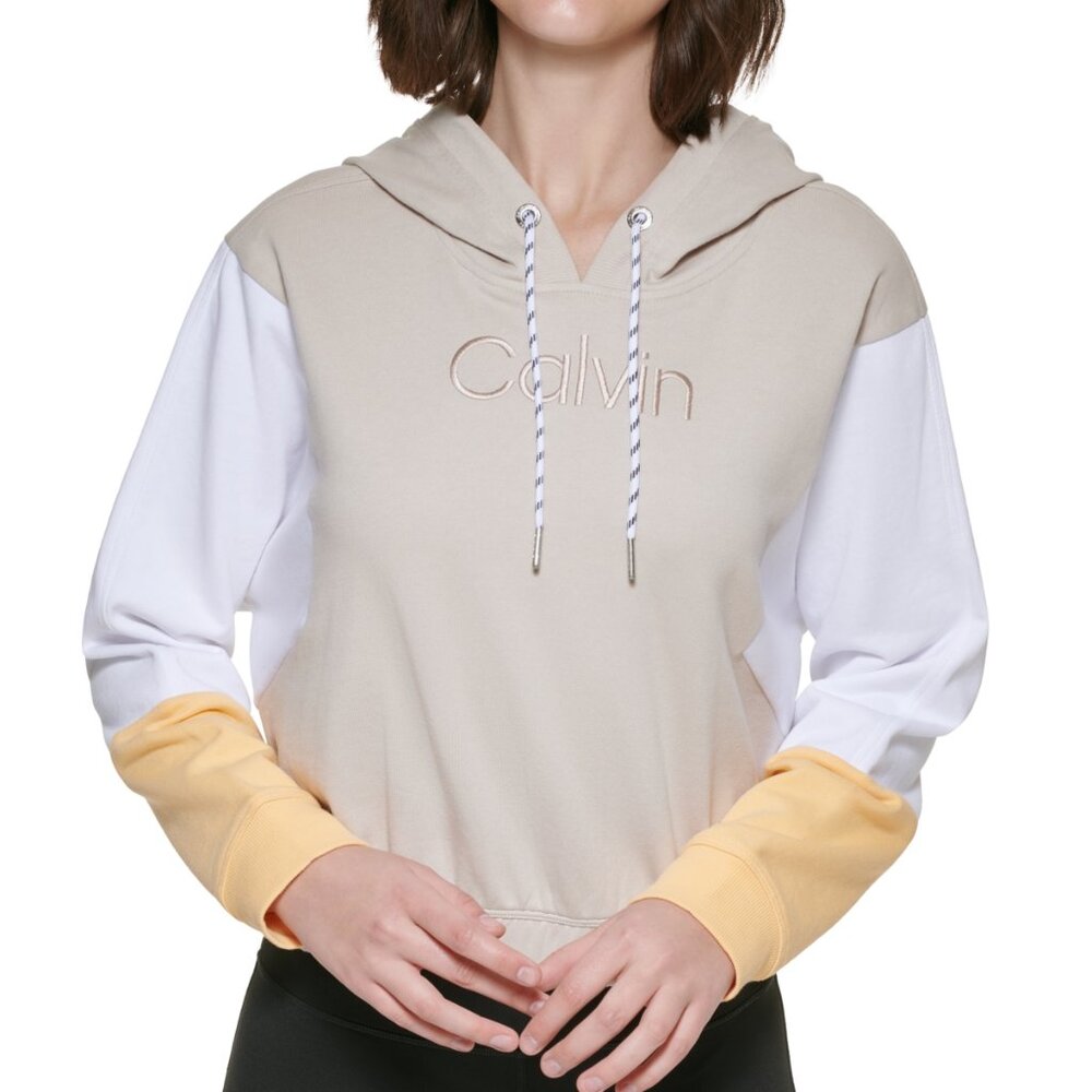 NWoT Calvin Klein Performance Womens Colorblock Hoodie Beige Size XL $70 GG435